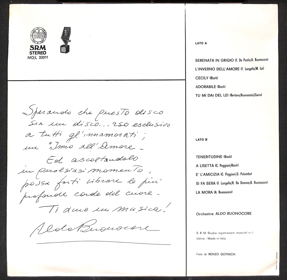 ★イタリア盤 ALDO BUONOCORE / Ti Amo (In Musica) S.R.M/ MO/L 33011 メガレア スキャットボサ