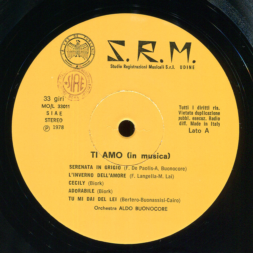 ★イタリア盤 ALDO BUONOCORE / Ti Amo (In Musica) S.R.M/ MO/L 33011 メガレア スキャットボサ